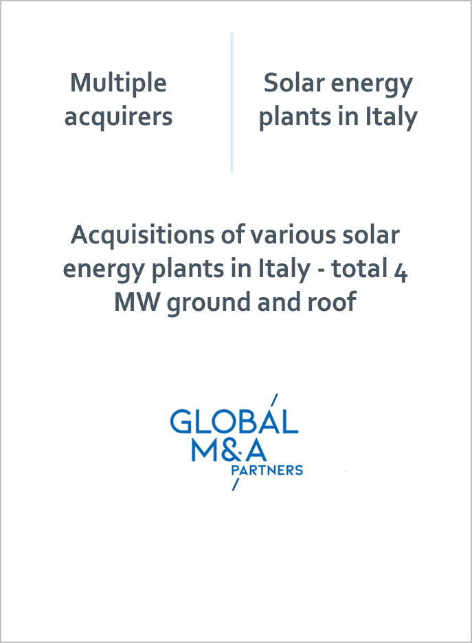 Solar energy plants in Italy has acquired Multiple acquirers